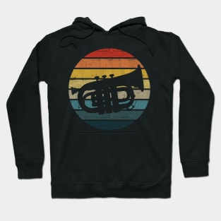 Baritone Silhouette On A Distressed Retro Sunset design Hoodie